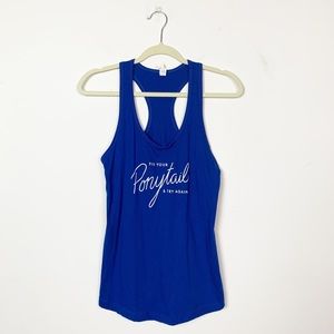 🍩“Fix Your Ponytail” Graphic Racerback Tank Blue